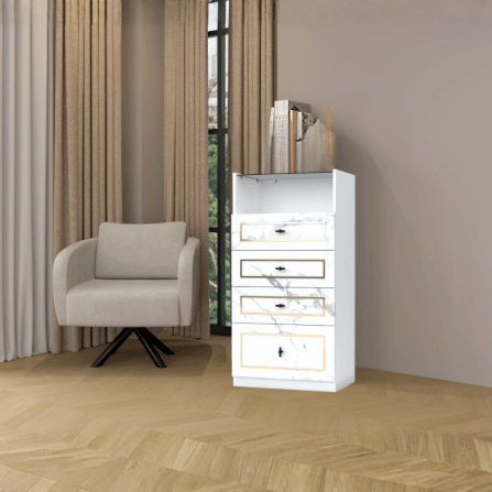 ตู้ลิ้นชัก 4 ลิ้นชัก WISDOM DESIGN FURNITURE GDW-601 60 ซม. สีขาว/ซอฟท์มาร์เบิ้ล_5